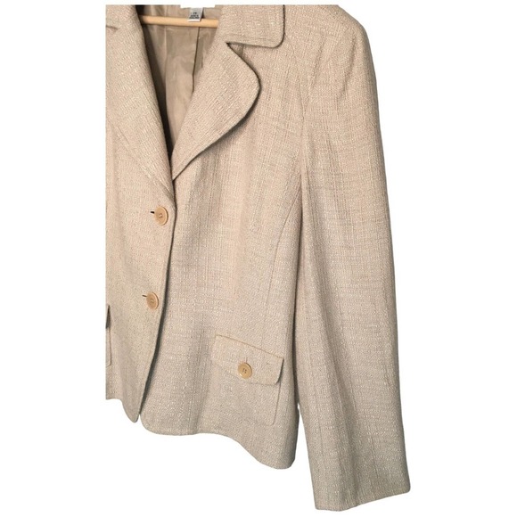 Vintage Talbots Blazer Lined Pockets Notched Collar Career Womens Tan 14 - Picture 3 of 10